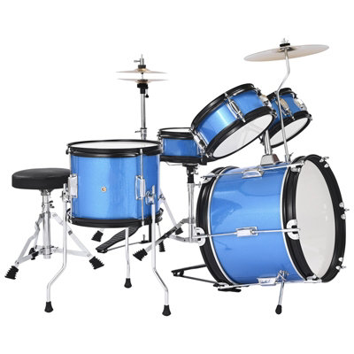 VEVOR Kids Drum Set 5-Piece Junior Musical Drum Kit with 14 in Bass Drum (Blue) - Image 2