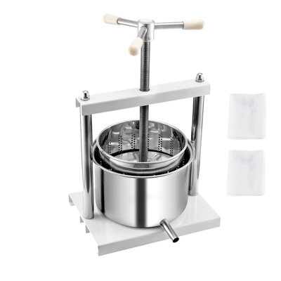 VEVOR 1.45 Gal/5L Fruit Wine Press, 2 Stainless Steel Barrels, Manual Juice Maker, Cider Apple Grape Tincture Honey Olive Oil Making Press with Triangular Handle for Outdoor Kitchen Home - Image 3