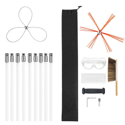 VEVOR Chimney Sweep Kit Fireplace Cleaning Kit with Dual Brush Heads Goggles - Image 3