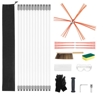 VEVOR Chimney Sweep Kit Chimney Cleaning Kit with Bristle Replacements Goggles - Image 2