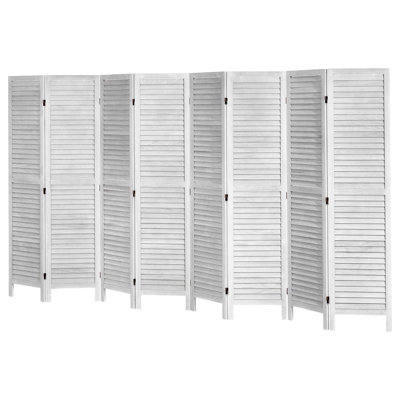 B&Q -  8 Panel Wood Room Divider66.9" Tall Folding Privacy ScreenPortable Louvered Indoor Partition
