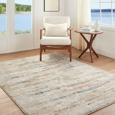 Livabliss Avellino-Abstract Beige Grey Blue Modern Marble High Pile Living Dining Bedroom Rug 160 X 213 Cm Easy CareNon Shedding from B&Q