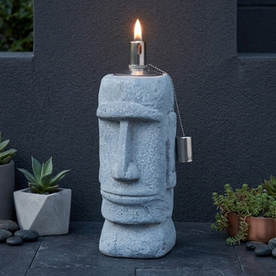 Easter Islander Oil Burner Flame Garden Statue from B&Q