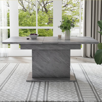 Btm Extendable Rectangular Dining Table With StorageModern Iron FrameSpace Saving Multifunctional Coffee   Dining TableGrey from B&Q