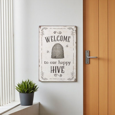 Welcome To Our Happy Hive Sign from B&Q