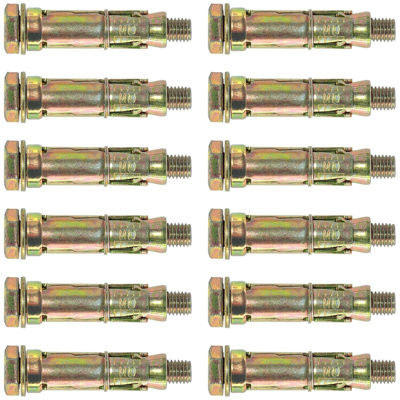  - M10 Expansion Shield Anchor Bolts Heavy Duty Masonry Concrete Brick Fixings 12Pc