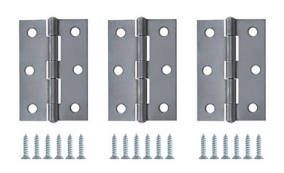 Chrome-Plated Steel Butt Door Hinge N172 (L)75mm (W)75mmPack Of 3 from B&Q