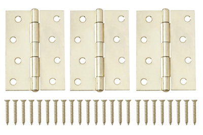 Brass-Plated Metal Butt Door Hinge N424 (L)100mm (W)100mmPack Of 3 from B&Q
