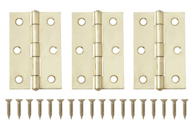 Brass-Plated Metal Butt Door Hinge N162 (L)75mm (W)75mmPack Of 3 from B&Q