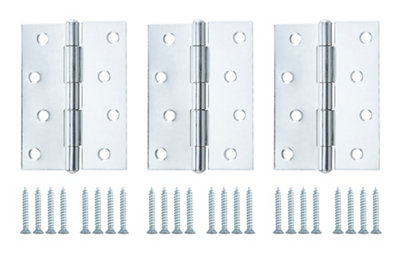 Zinc-Plated Metal Butt Door Hinge N440 (L)100mm (W)100mmPack Of 3 from B&Q