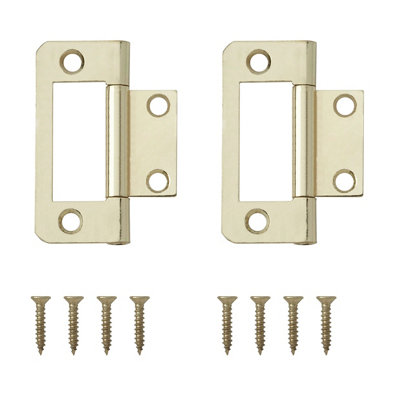 Brass-Plated Metal Flush Door Hinge N162 (L)50mm (W)50mmPack Of 8 from B&Q