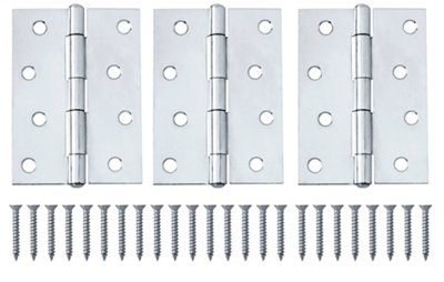 Chrome-Plated Metal Butt Door Hinge N429 (L)100mm (W)100mmPack Of 3 from B&Q