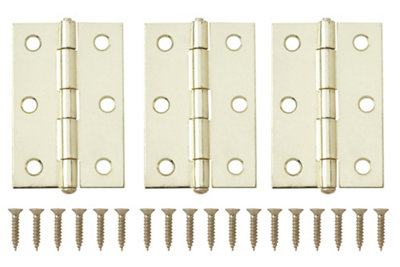 Brass-Plated Metal Butt Door Hinge N163 (L)75mm (W)75mmPack Of 3 from B&Q