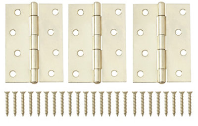 Brass-Plated Metal Butt Door Hinge N162 (L)100mm (W)100mmPack Of 3 from B&Q