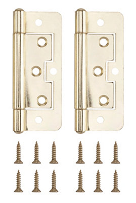 Brass-Plated Metal Flush Door Hinge N162 (L)100mm (W)100mmPack Of 2 from B&Q