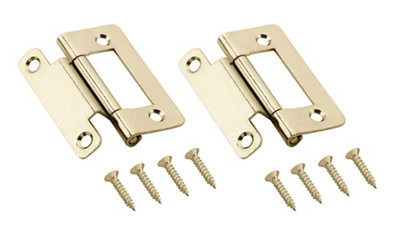 Brass-Plated Metal Flush Door Hinge N162 (L)50mm (W)50mmPack Of 2 from B&Q