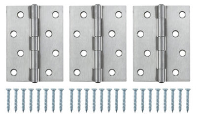 Stainless Steel Butt Door Hinge N432 (L)100mm (W)100mmPack Of 3 from B&Q