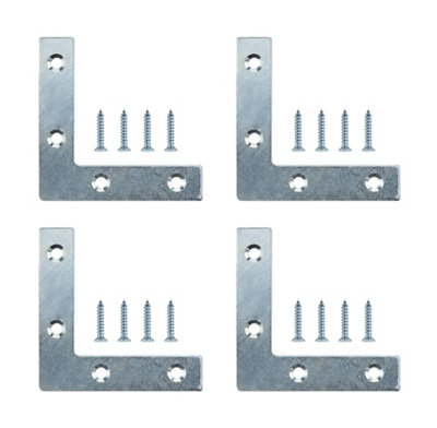 Diall Silver Effect Steel Corner Plate (L)75mm (W)75mmPack Of 4 from B&Q