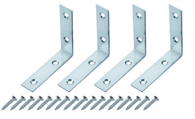Diall Silver Effect Mild Steel Corner Plate (L)65mm (W)67.5mmPack Of 4 from B&Q