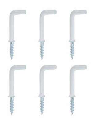 Diall White Medium Cup Hook (L)39.5mmPack Of 6 from B&Q