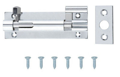 Smith & Locke Chrome-Plated Silver Brass Barrel Door Bolt N238 (L)76mm (W)25mm from B&Q