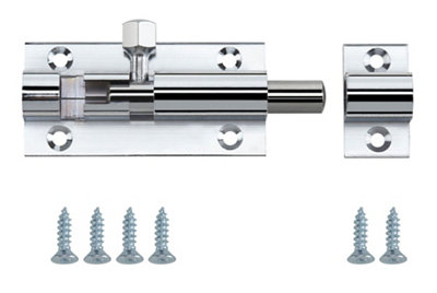 Smith & Locke Chrome-Plated Silver Brass Barrel Door Bolt N234 (L)50mm (W)25mm from B&Q