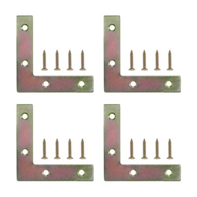 Gold Effect Steel Corner Plate (L)75mm (W)75mmPack Of 4 from B&Q