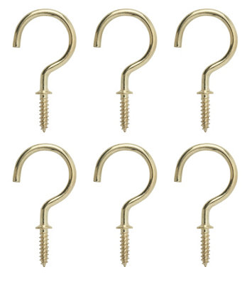 Diall Brass-Plated Extra Large Cup Hook (L)55mmPack Of 6 from B&Q