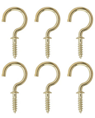 Diall Brass-Plated Small Cup Hook (L)30mmPack Of 6 from B&Q