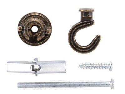 Diall Antique Effect C-Shaped Single Hook (H)50mm (W)28mm from B&Q