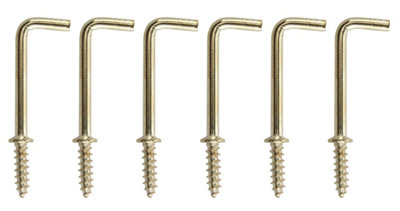 Diall Brass-Plated Medium Square Cup Hook (L)38.5mmPack Of 6 from B&Q
