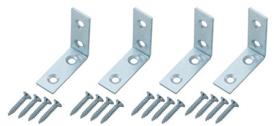 Diall Silver Effect Mild Steel Corner Plate (L)40mm (W)41.5mmPack Of 4 from B&Q