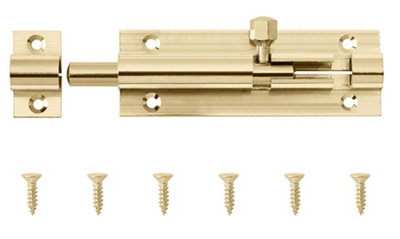 Gold Brass Barrel Door Bolt N233 (L)76mm (W)25mm from B&Q