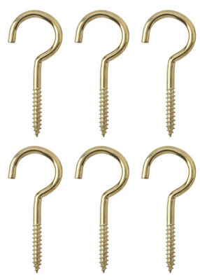 Diall Brass-Plated Small Cup Hook (L)48mmPack Of 6 from B&Q
