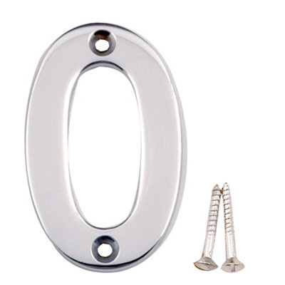 Polished Chrome Effect Brass House Number 0(H)75mm (W)48mm from B&Q