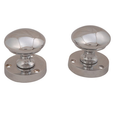 Polished Chrome Effect Zamak Round Door Knob (Dia)50.5mmPair from B&Q
