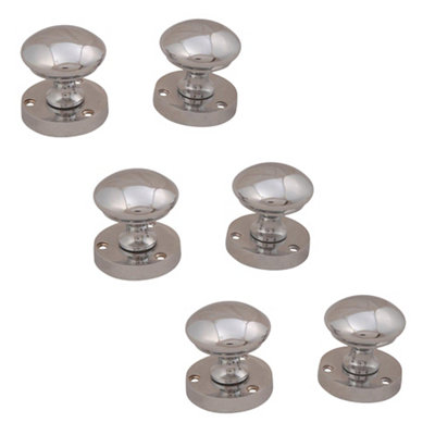 Polished Chrome Effect Zamak Round Internal Door Knob (Dia)54mmSet Of 3 from B&Q
