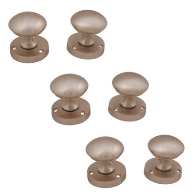 Satin Nickel Effect Zamak Round Door Knob (Dia)54mmSet Of 3 from B&Q