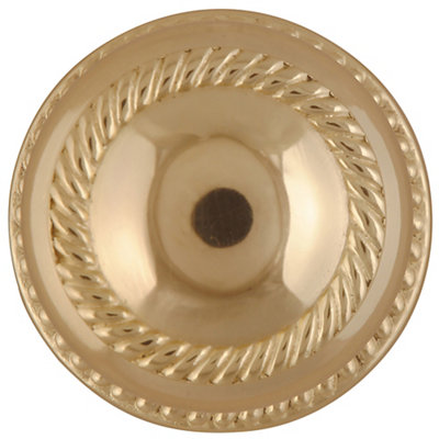Polished Brass Effect Zamak Round Door Knob (Dia)53mmPair from B&Q