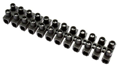 12 Way 15A Plastic Black Earth Terminal BlockPack Of 5 from B&Q