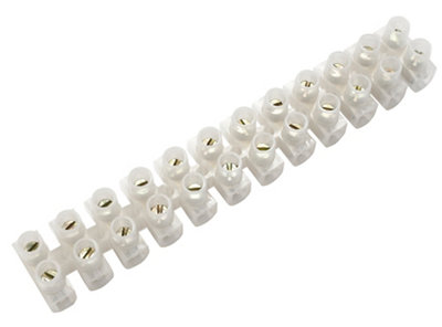 12 Way 5A Plastic White Earth Terminal BlockPack Of 10 from B&Q