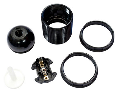 Black Edison Screw Cap (E27) Lampholder Lh4 from B&Q