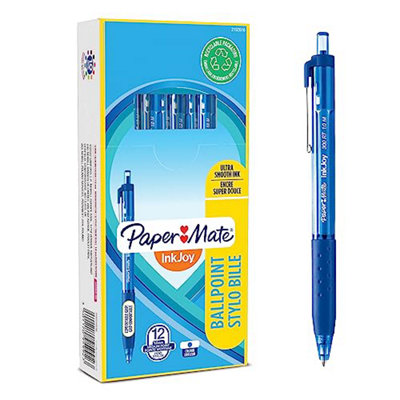 Paper Mate Inkjoy 300Rt Retractable Ballpoint Pens Medium Point (1.0 mm) Blue 12 Count