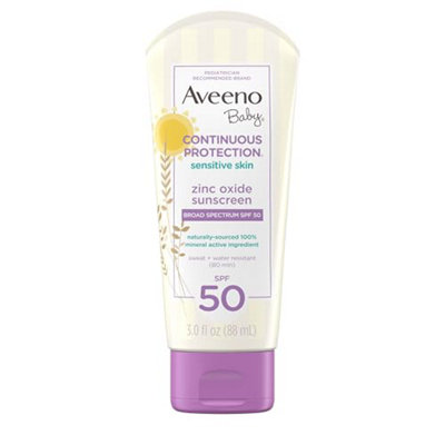  - Aveeno Baby Continuous Protection Zinc Oxide Mineral Sunscreen Lotion For Sensitive Skin With Broad Spectrum Spf 50Tear-Free