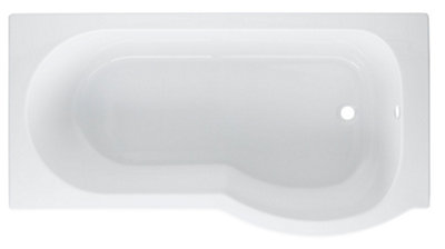 Cooke & Lewis Adelphi White P-Shaped Shower Rh Bath Curved (L)149.5Cm (W)80Cm from B&Q