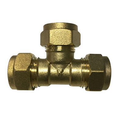 Plumbsure Brass Compression Equal Tee (Dia) 15mm X 15mm X 15mm from B&Q
