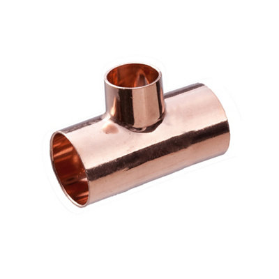 Copper End Feed Reducing Tee (Dia) 22mm X 22mm X 15mm from B&Q