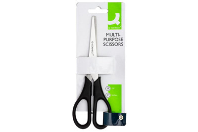 Q-Connect Ergonomic All-Purpose Scissors 170mm Stainless Steel Blades Black Handle Ckf01228 from B&Q
