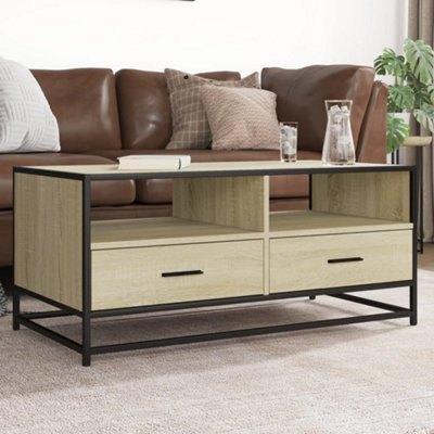 Berkfield Coffee Table Sonoma Oak 100X50X45 Cm Engineered Wood And Metal