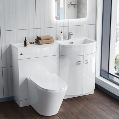 Nes Home Dene Rh 1100mm Vanity Basin Unit & Ellis Back To Wall Toilet White from B&Q